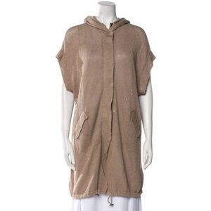 Brunello Cucinelli Tan Hooded Swim Cover-Up